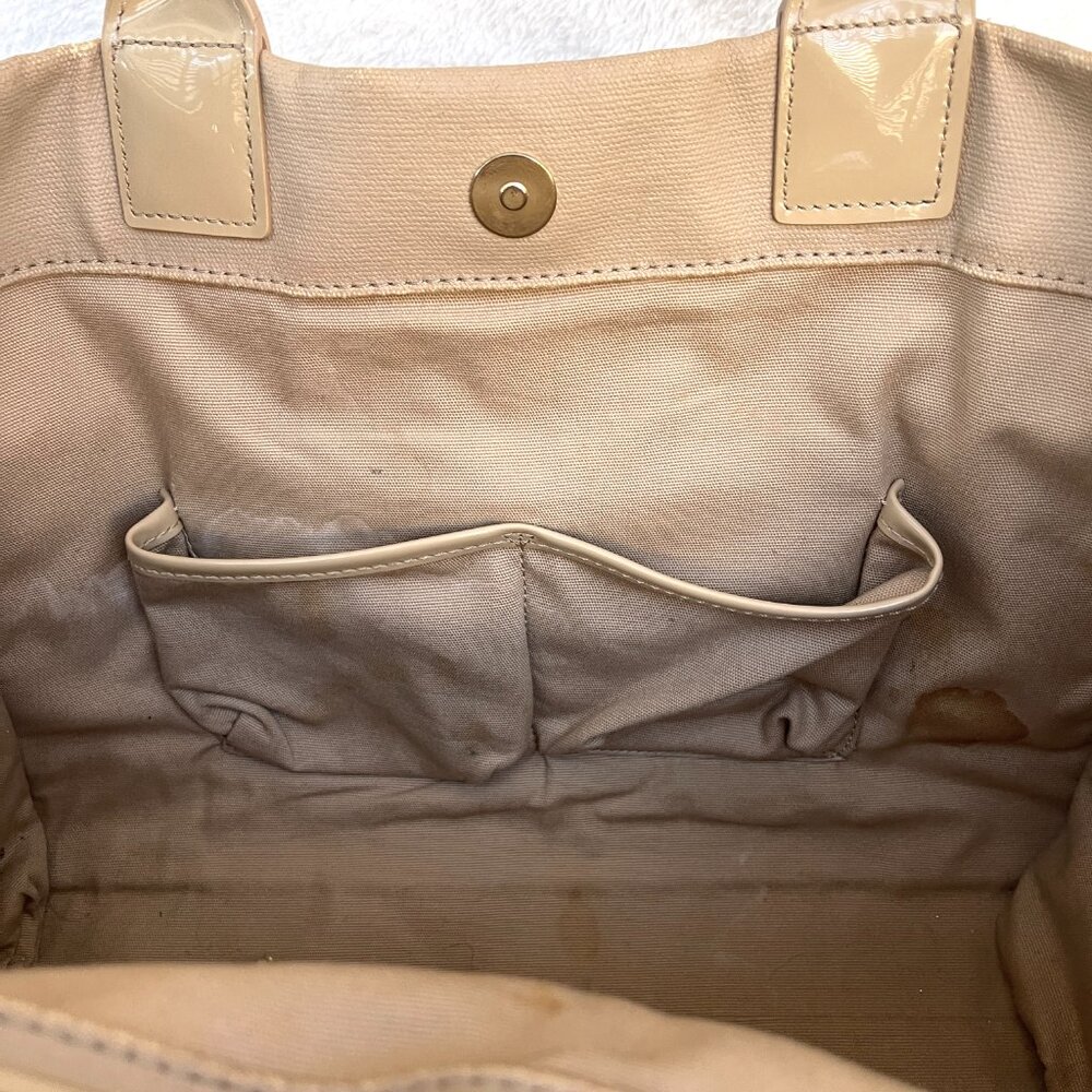 Tory Burch Nude Coated canvas and patent leather Ella tote bag - Picture 10 of 17